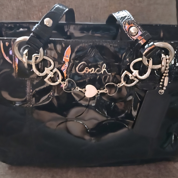 Coach Black Patent Leather Tote Bag - Picture 1 of 5